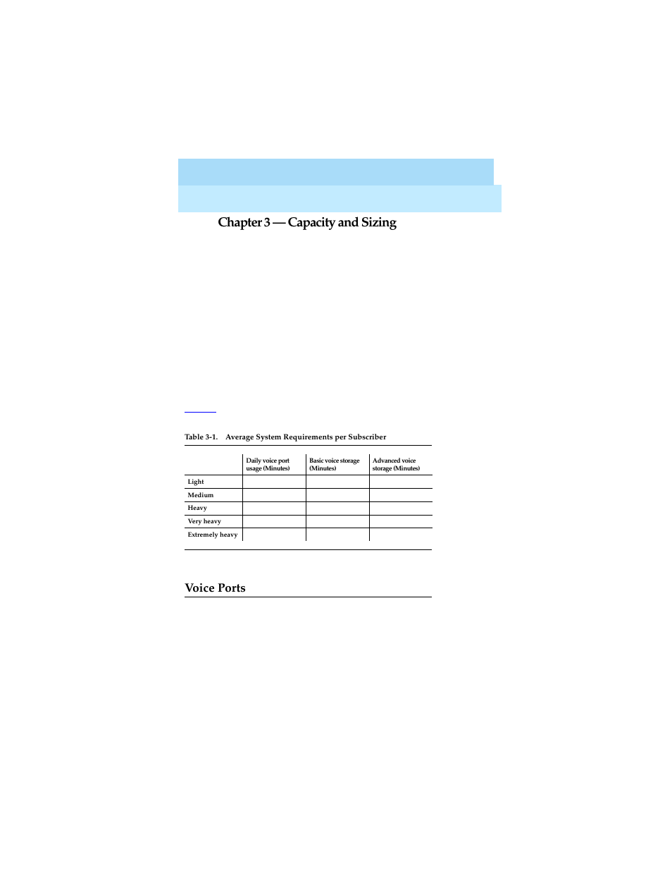 Capacity and sizing, Voice ports, 3 capacity and sizing | Chapter 3, Chapter 3 — capacity and sizing | Lucent Technologies Definity Audix System Release 4.0 User Manual | Page 31 / 72