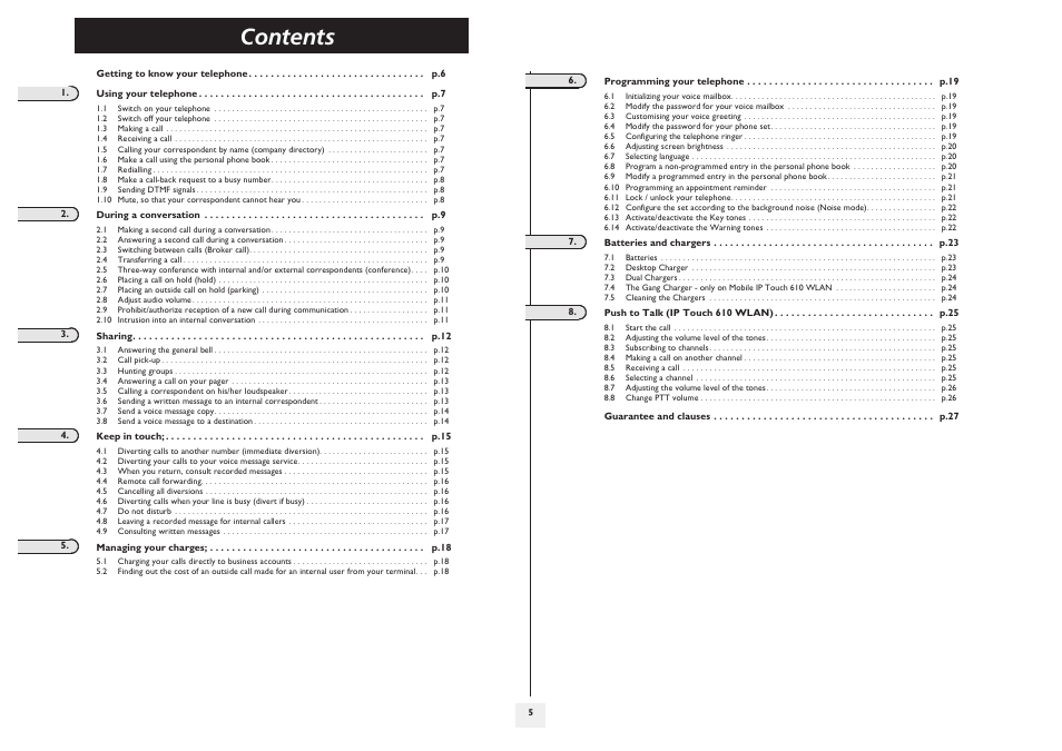 Lucent Technologies IP Touch WLAN Handset 610 User Manual | Page 5 / 27