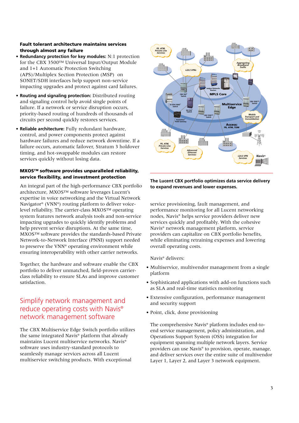 Network management software | Lucent Technologies CBX Multiservice Edge Switch User Manual | Page 3 / 4