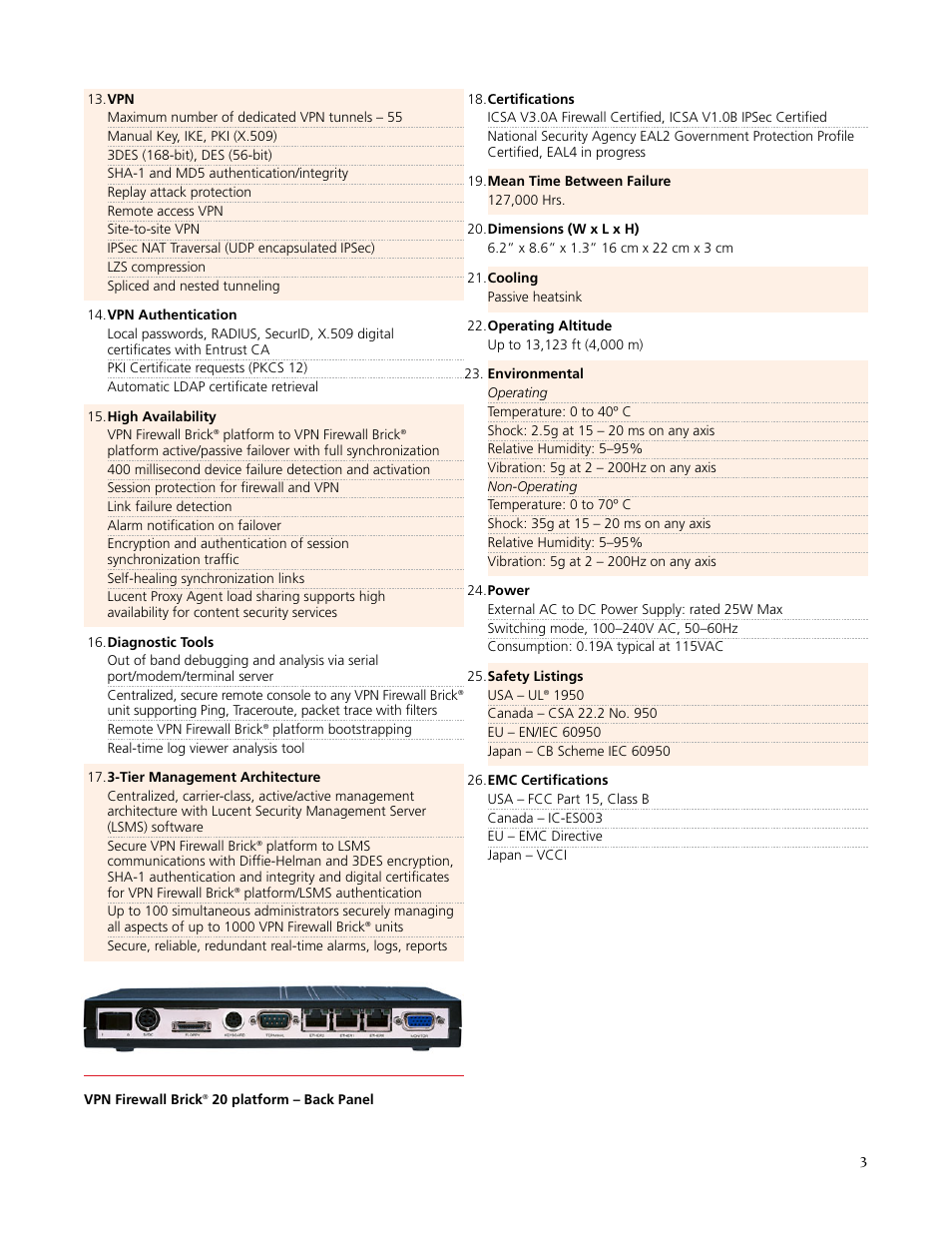 Lucent Technologies VPN Firewall Brick 20 User Manual | Page 3 / 4