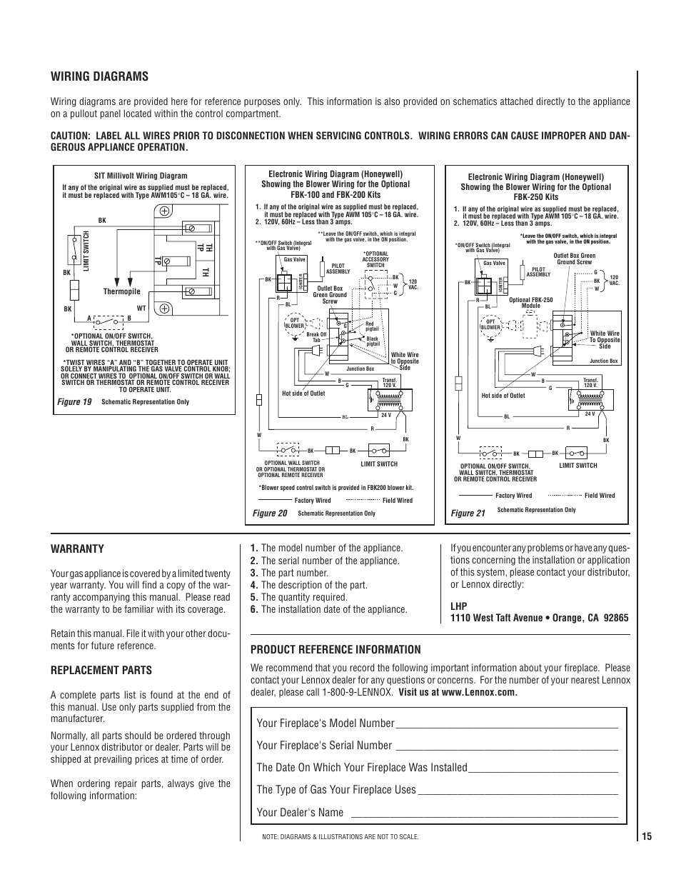 Wiring diagrams, Warranty, Replacement parts | Product reference information | Lucent Technologies MPB-33 User Manual | Page 15 / 28