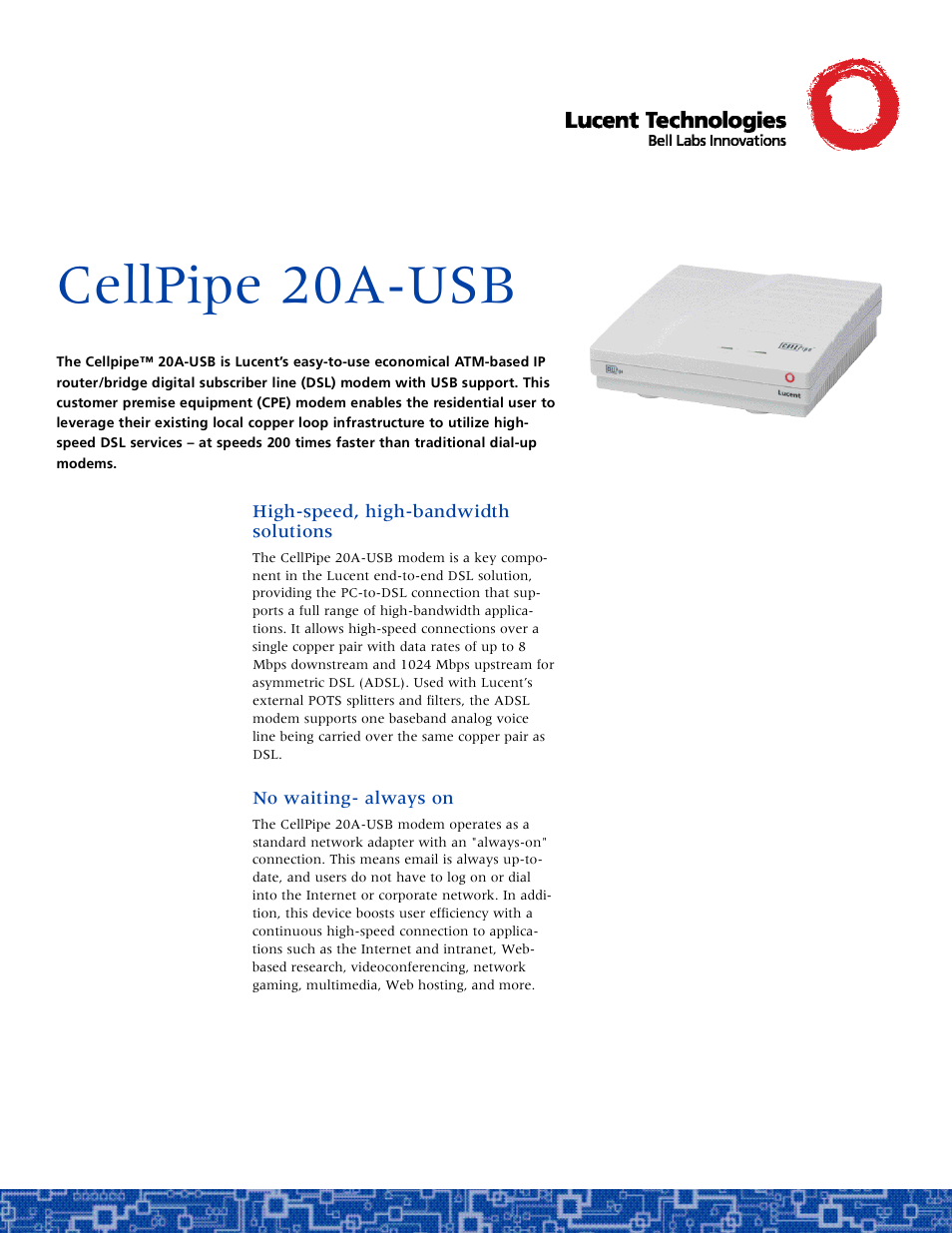 Lucent Technologies 20A-USB User Manual | 2 pages