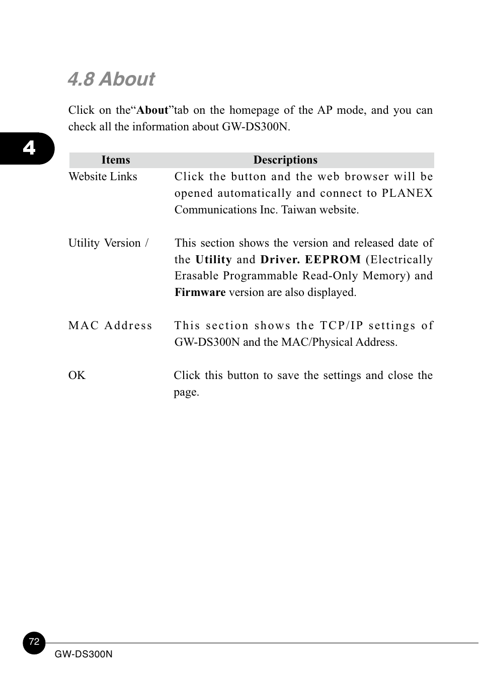 8 about | Lucent Technologies GW-DS300N User Manual | Page 76 / 78