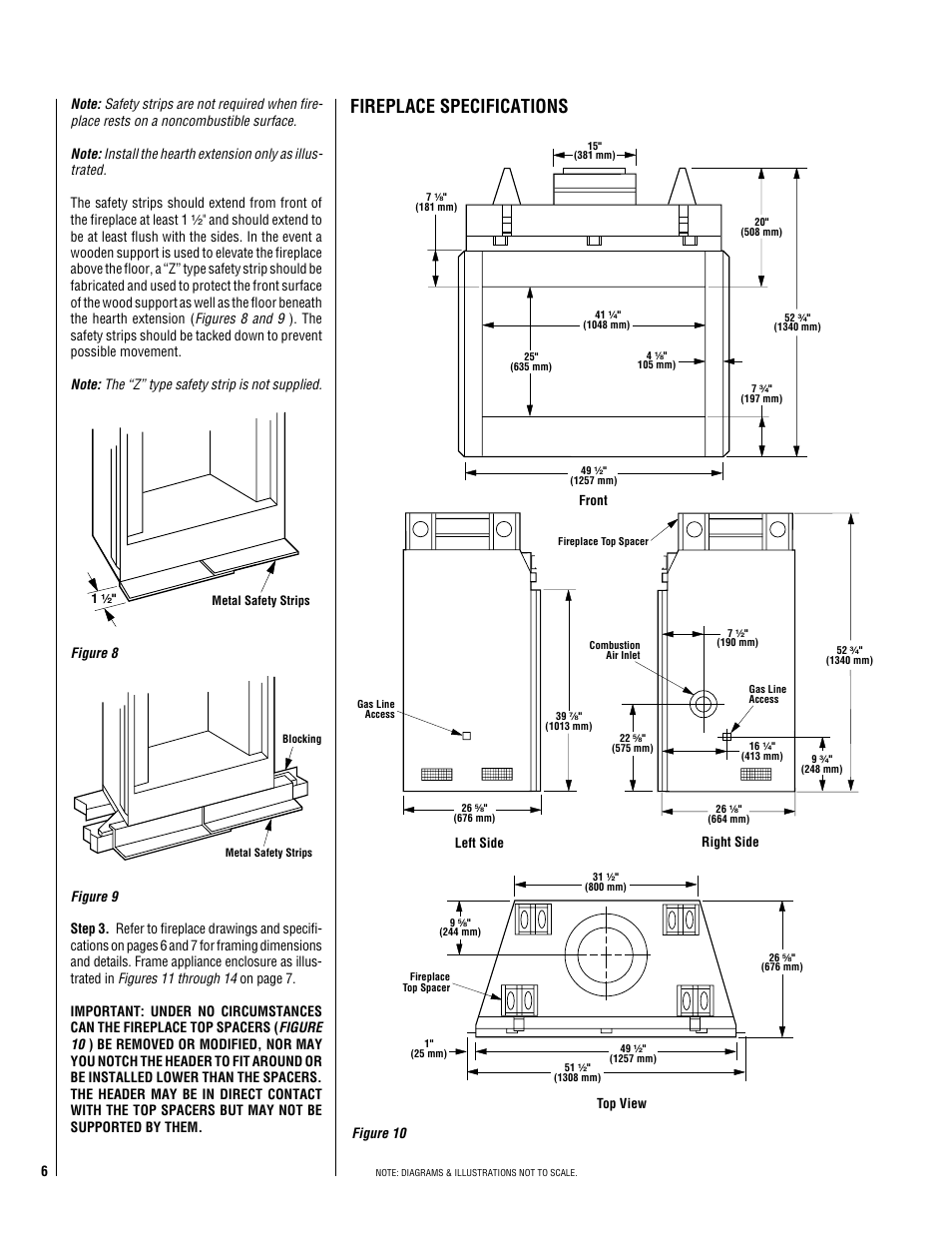 Fireplace specifications | Lucent Technologies ELITE SERIES LA41CF User Manual | Page 6 / 20