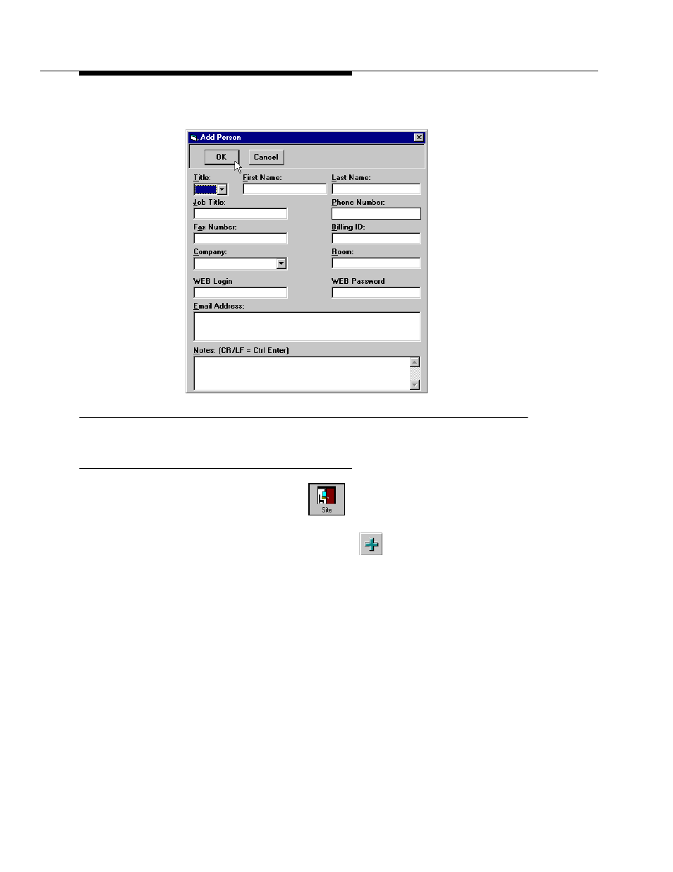 Adding a site | Lucent Technologies 6 User Manual | Page 32 / 58