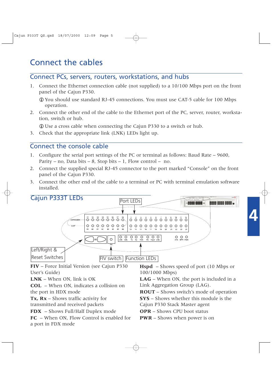 Connect the cables | Lucent Technologies P333T User Manual | Page 5 / 12