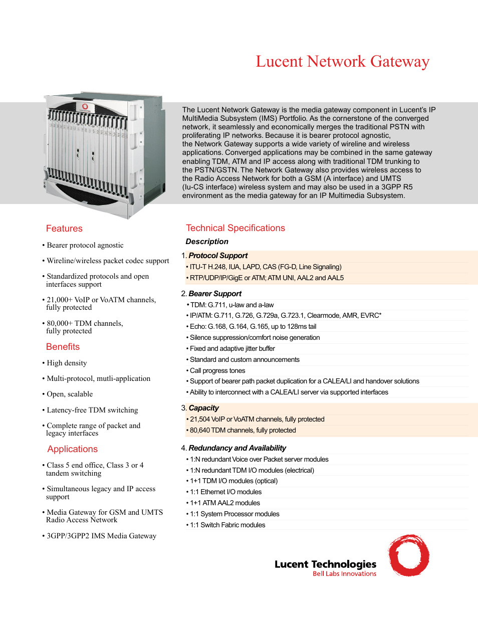 Lucent Technologies Lucent Network Gateway User Manual | 2 pages