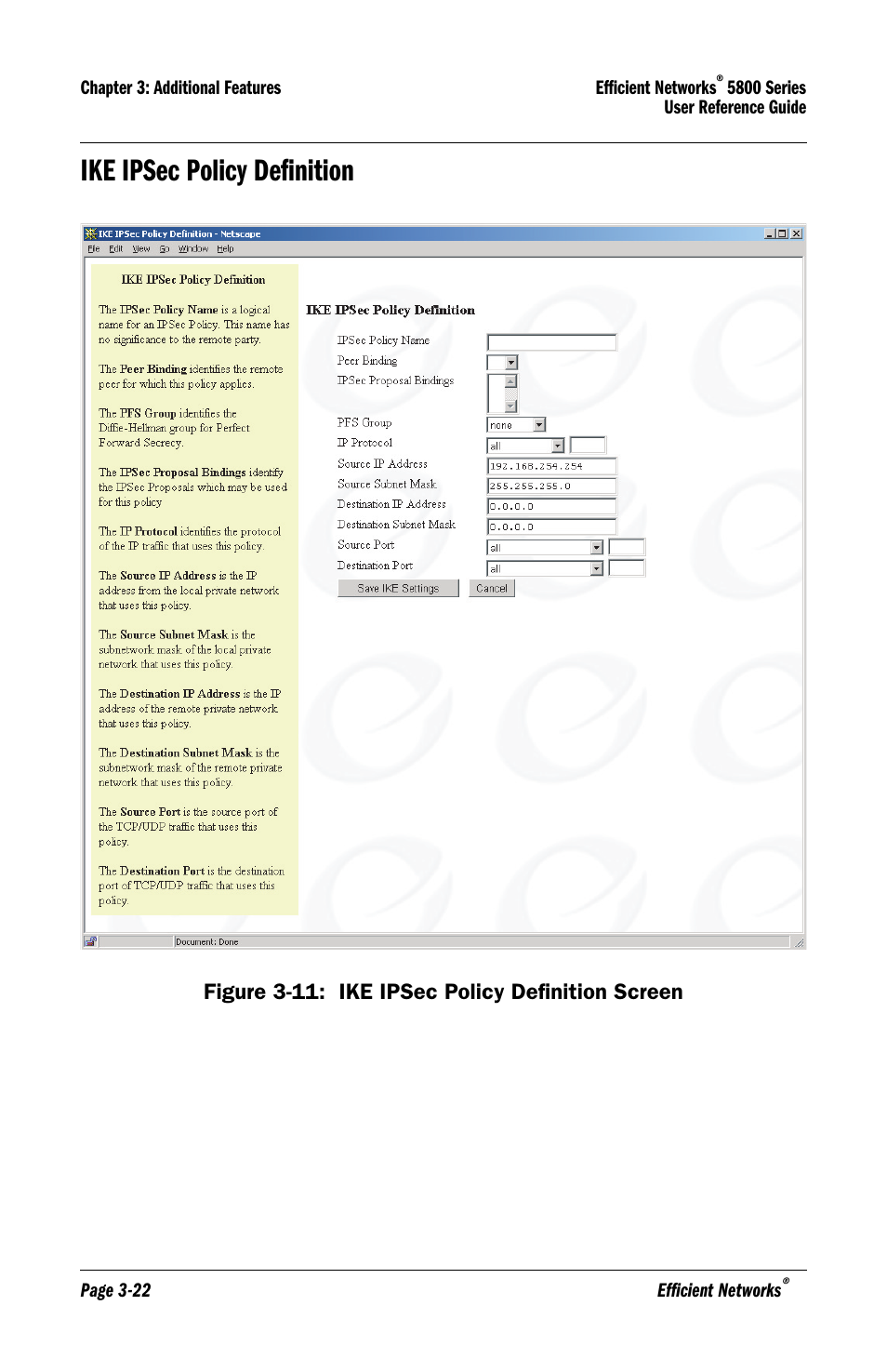 Ike ipsec policy definition, Ike ipsec policy definition -22 | Lucent Technologies 5800 Series User Manual | Page 54 / 88