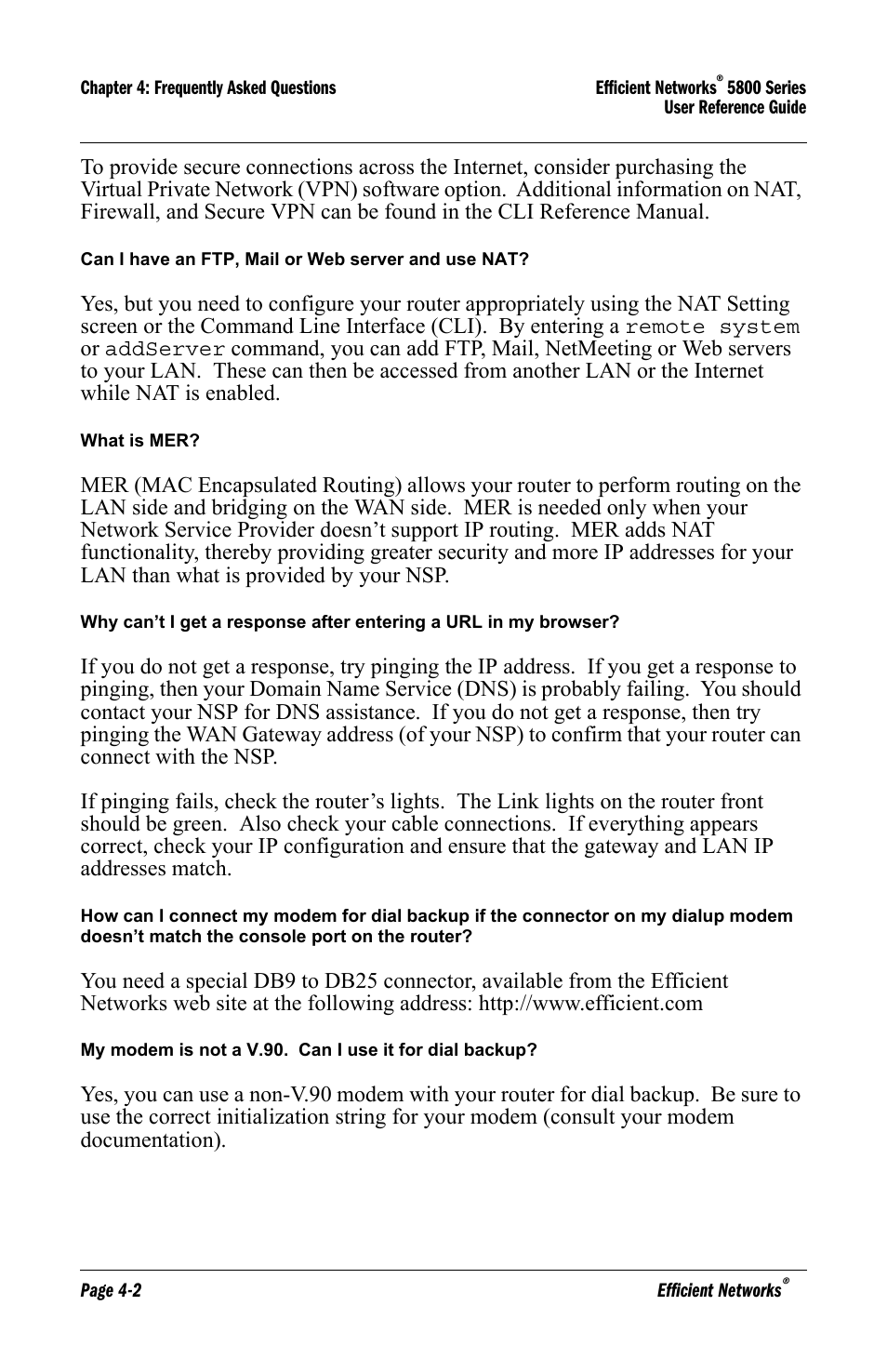 Can i have an ftp, mail or web server and use nat, What is mer | Lucent Technologies 5800 Series User Manual | Page 58 / 88