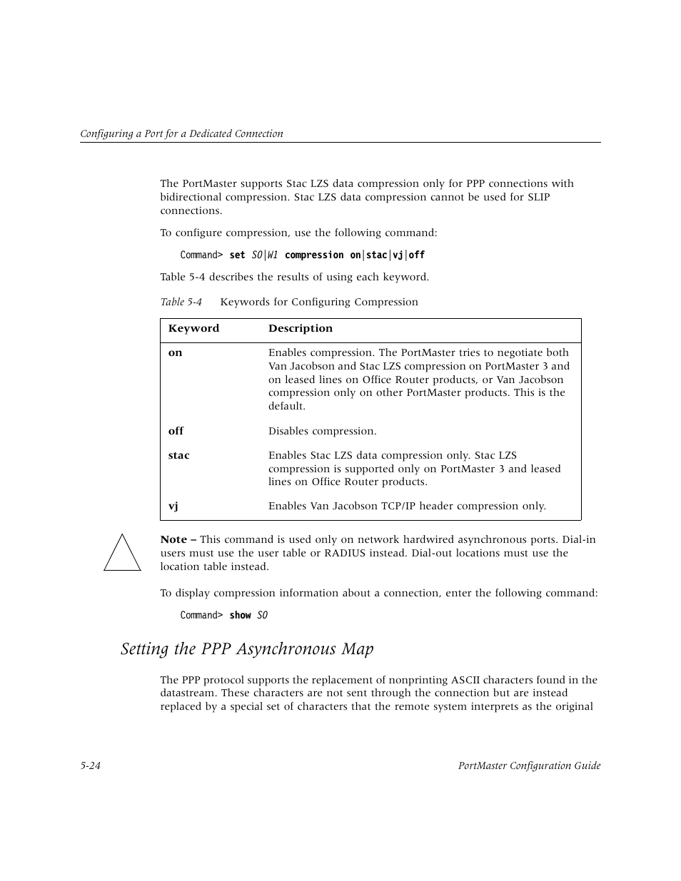 Setting the ppp asynchronous map, Setting the ppp asynchronous map -24 | Lucent Technologies PortMaster User Manual | Page 100 / 364
