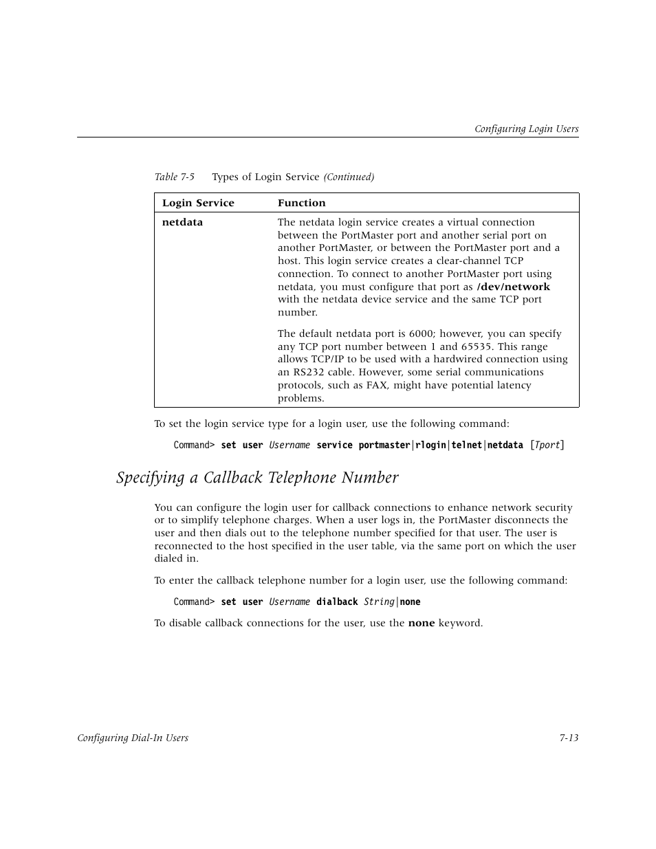 Specifying a callback telephone number, Specifying a callback telephone number -13 | Lucent Technologies PortMaster User Manual | Page 127 / 364