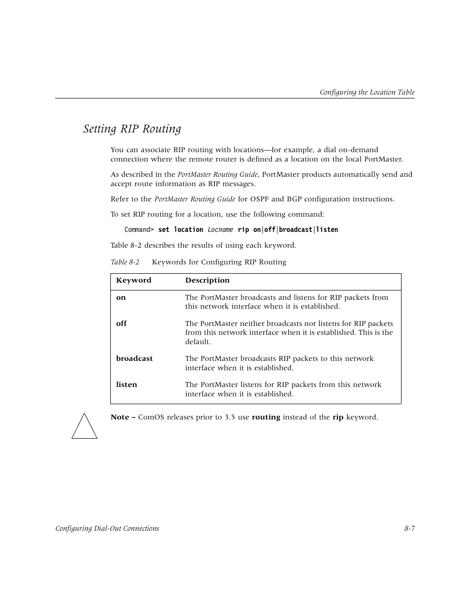 Setting rip routing | Lucent Technologies PortMaster User Manual | Page 135 / 364