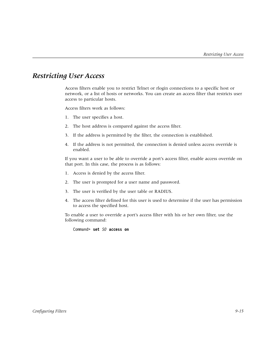 Restricting user access | Lucent Technologies PortMaster User Manual | Page 157 / 364