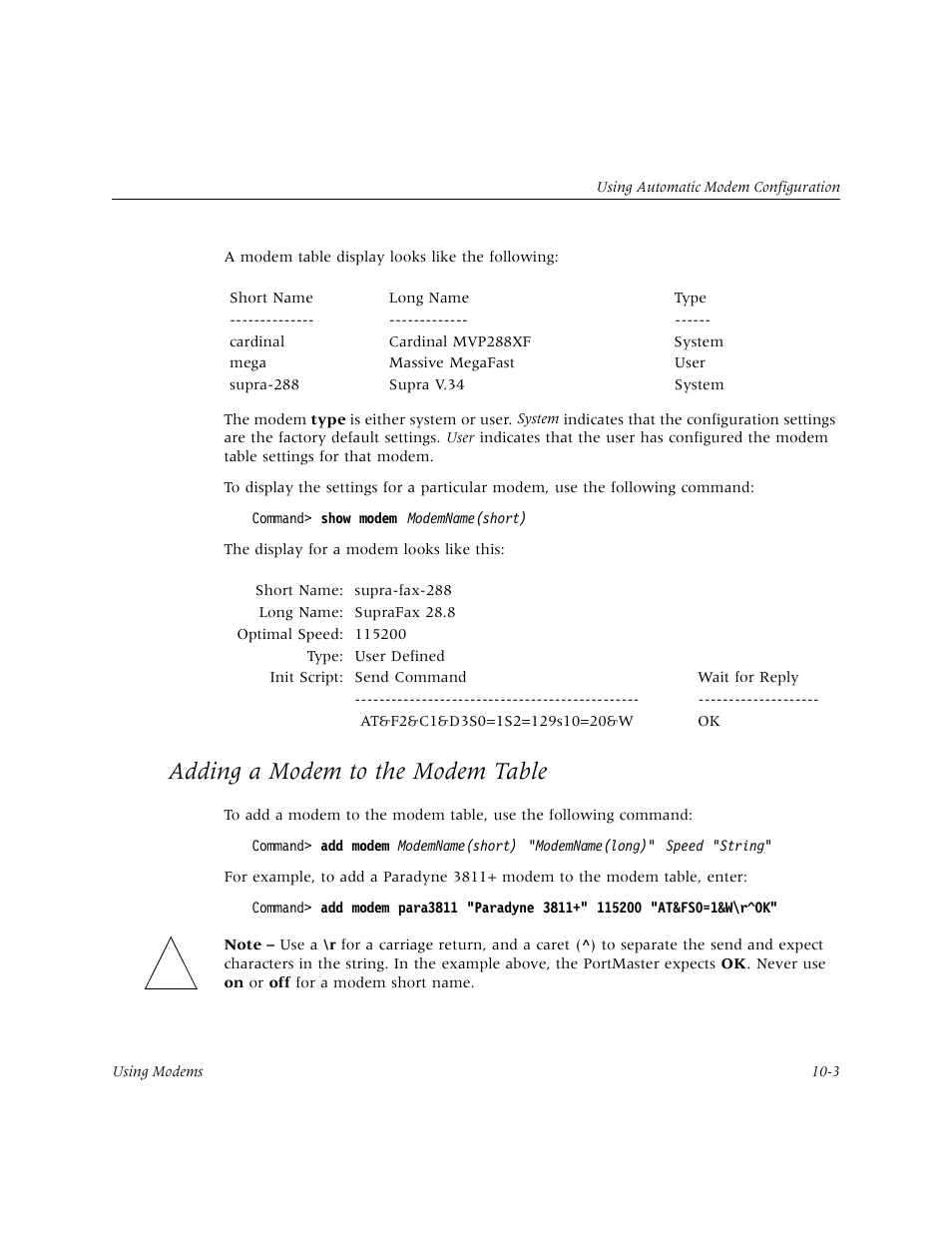 Adding a modem to the modem table, Adding a modem to the modem table -3 | Lucent Technologies PortMaster User Manual | Page 161 / 364