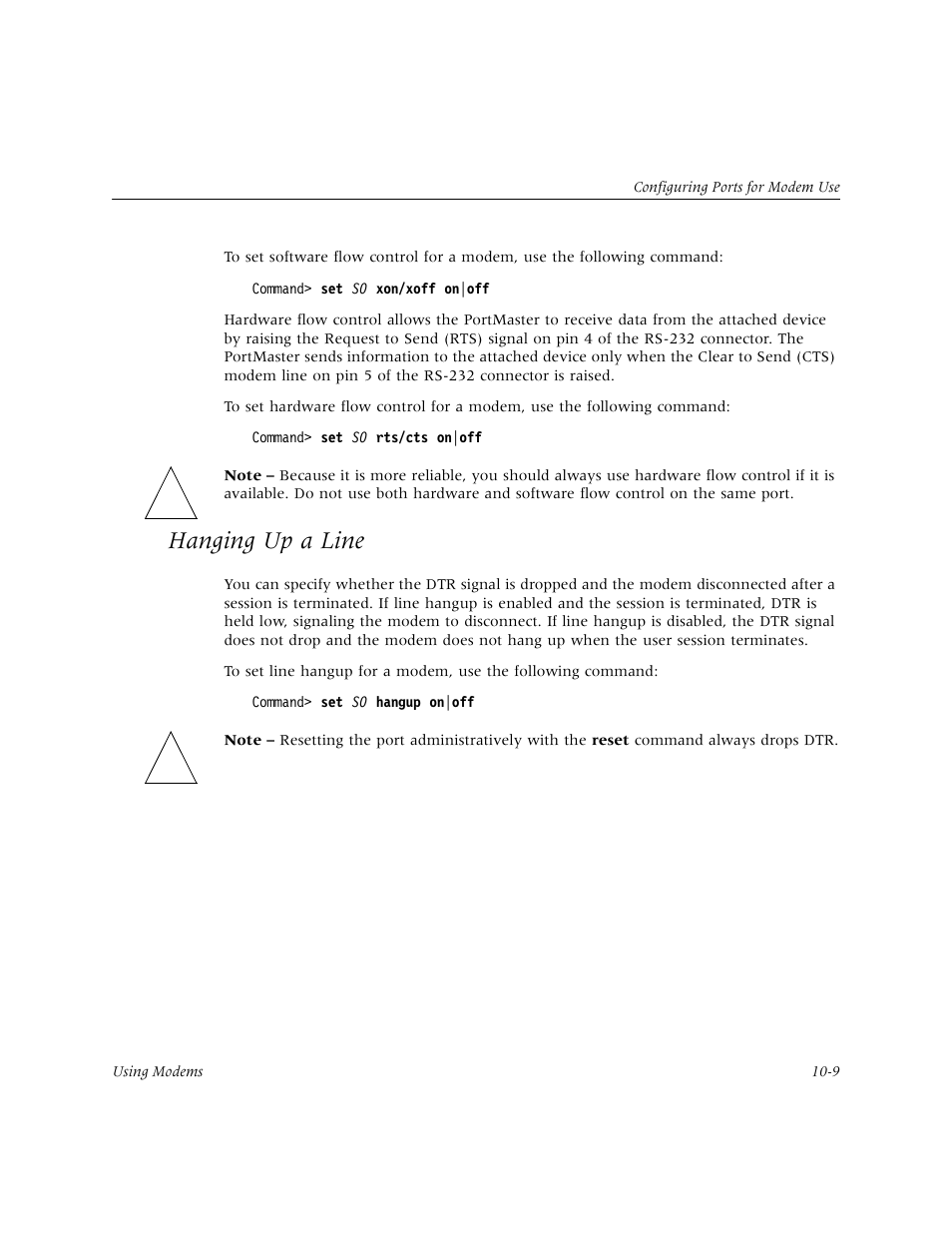 Hanging up a line, Hanging up a line -9 | Lucent Technologies PortMaster User Manual | Page 167 / 364