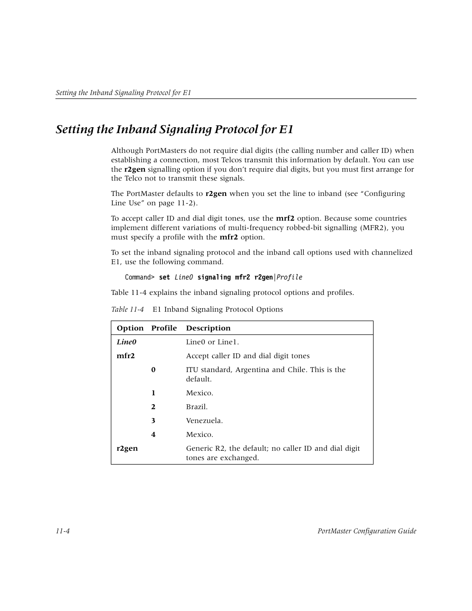 Setting the inband signaling protocol for e1, Setting the inband signaling protocol for e1 -4 | Lucent Technologies PortMaster User Manual | Page 172 / 364
