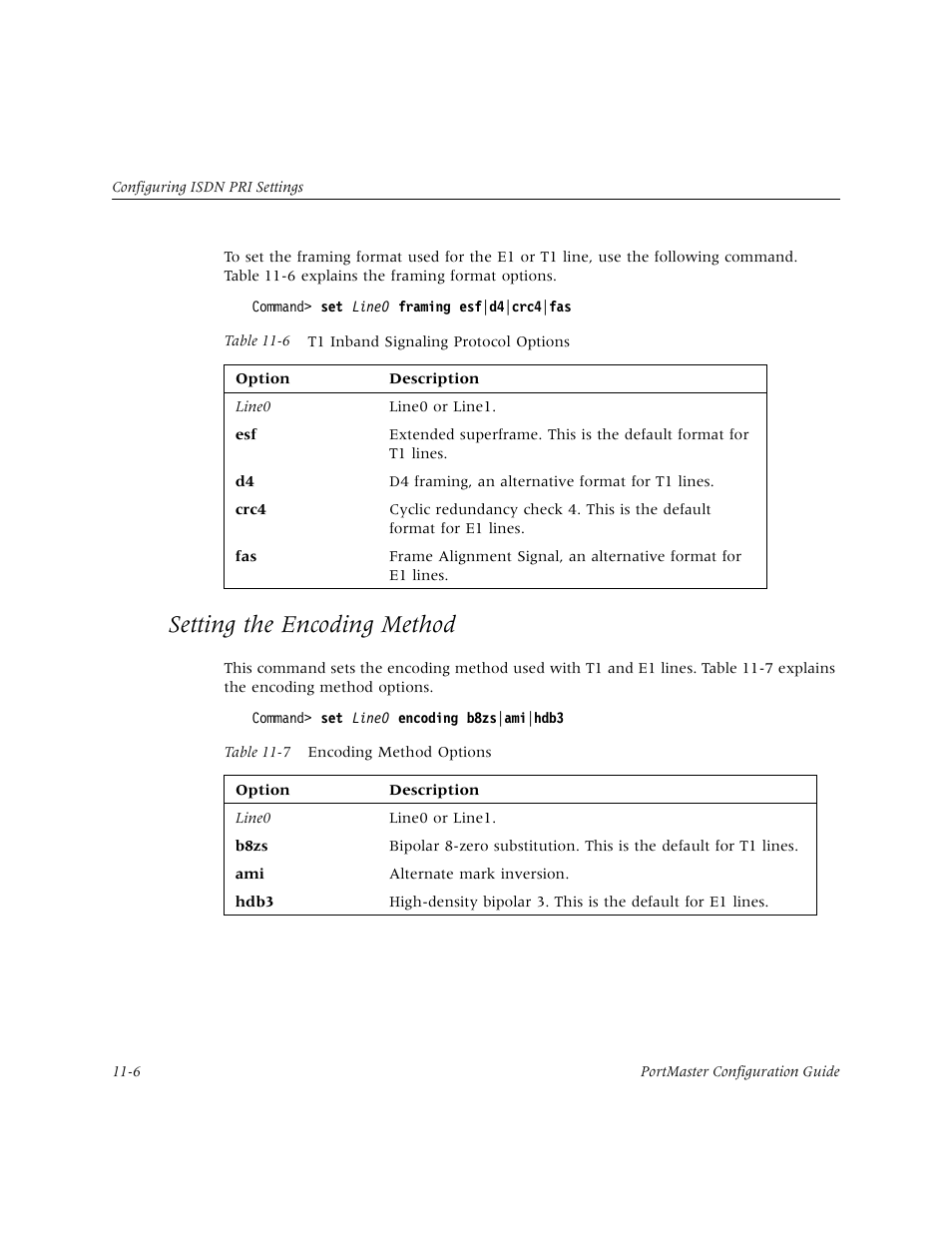 Setting the encoding method, Setting the encoding method -6 | Lucent Technologies PortMaster User Manual | Page 174 / 364