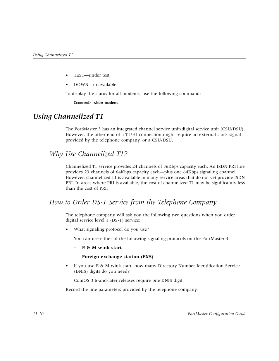 Using channelized t1, Why use channelized t1, Using channelized t1 -10 | Why use channelized t1? -10 | Lucent Technologies PortMaster User Manual | Page 178 / 364