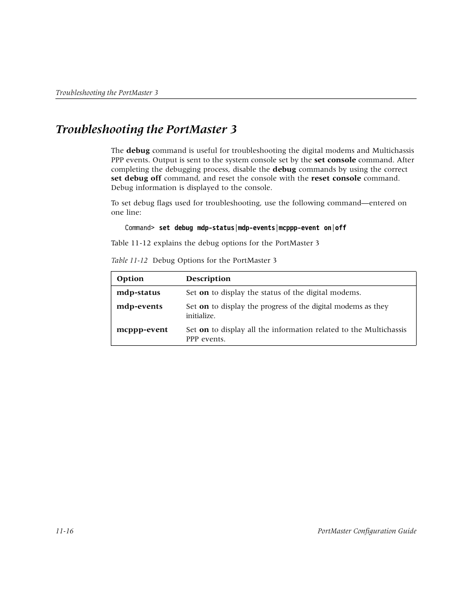 Troubleshooting the portmaster3, Troubleshooting the portmaster 3 -16, Troubleshooting the portmaster 3 | Lucent Technologies PortMaster User Manual | Page 184 / 364