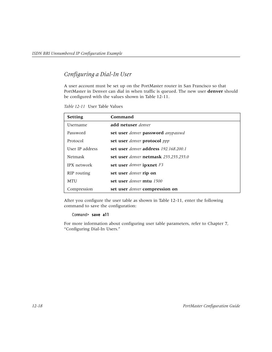 Configuring a dial-in user | Lucent Technologies PortMaster User Manual | Page 202 / 364