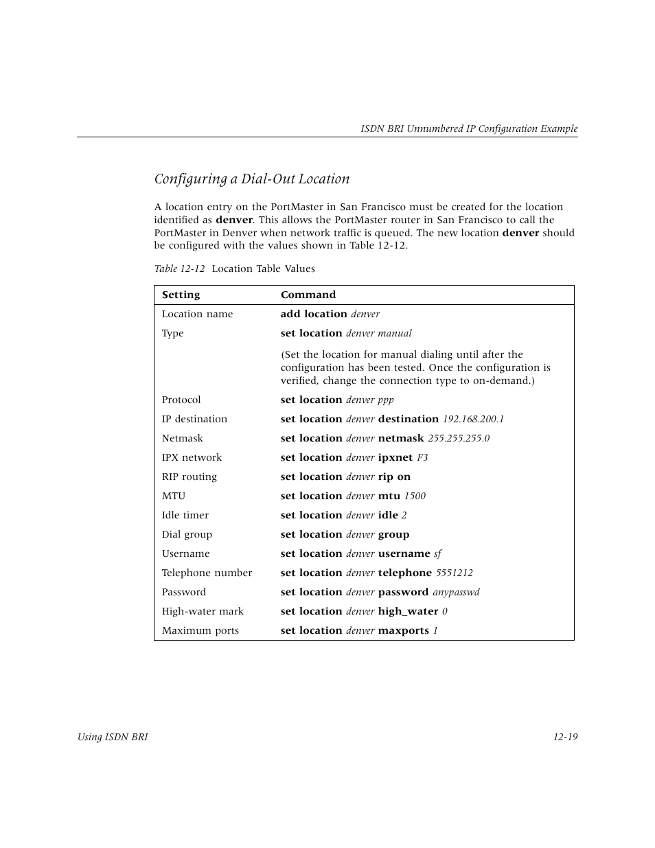 Configuring a dial-out location | Lucent Technologies PortMaster User Manual | Page 203 / 364