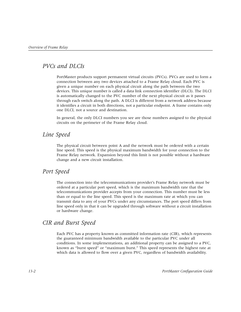 Pvcs and dlcis, Line speed, Port speed | Cir and burst speed, Pvcs and dlcis -2, Line speed -2, Port speed -2, Cir and burst speed -2 | Lucent Technologies PortMaster User Manual | Page 208 / 364