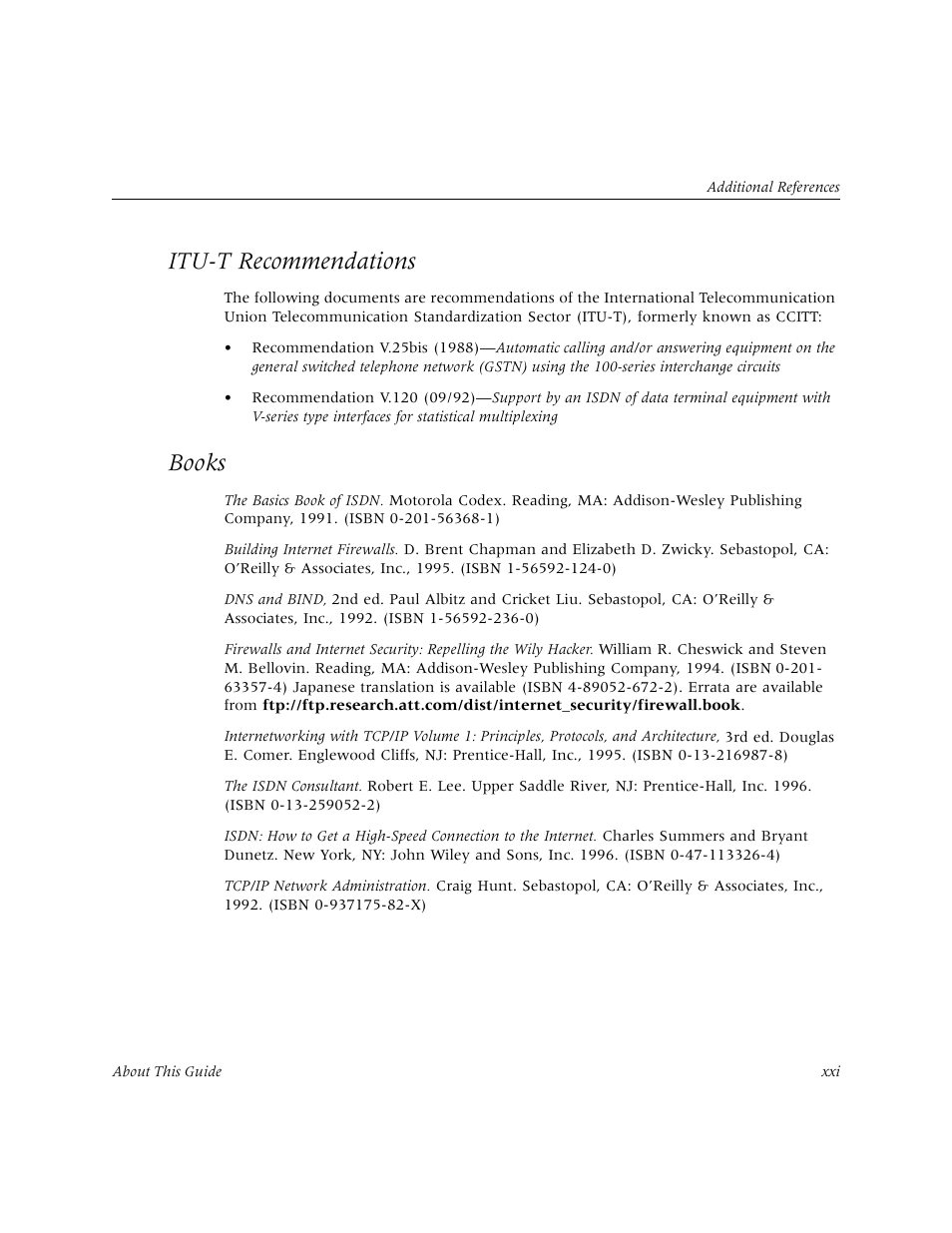 Itu-t recommendations, Books | Lucent Technologies PortMaster User Manual | Page 21 / 364
