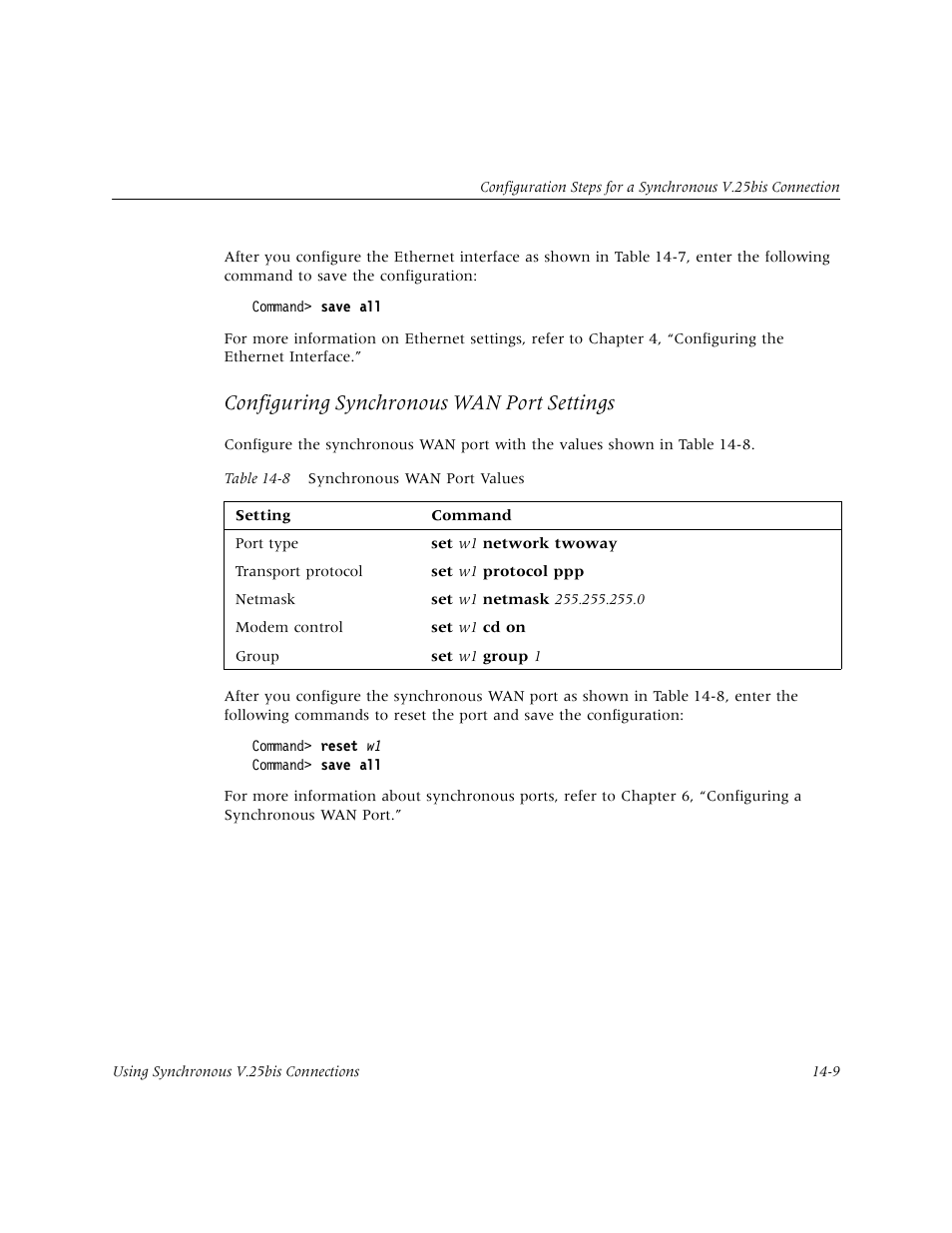 Configuring synchronous wan port settings | Lucent Technologies PortMaster User Manual | Page 231 / 364