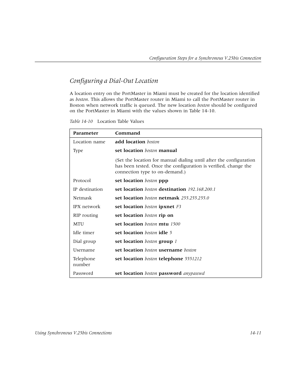 Configuring a dial-out location | Lucent Technologies PortMaster User Manual | Page 233 / 364