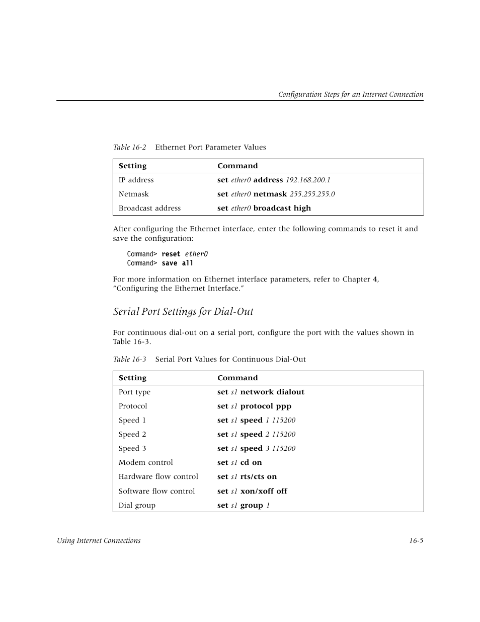 N in table 16, Serial port settings for dial-out | Lucent Technologies PortMaster User Manual | Page 257 / 364