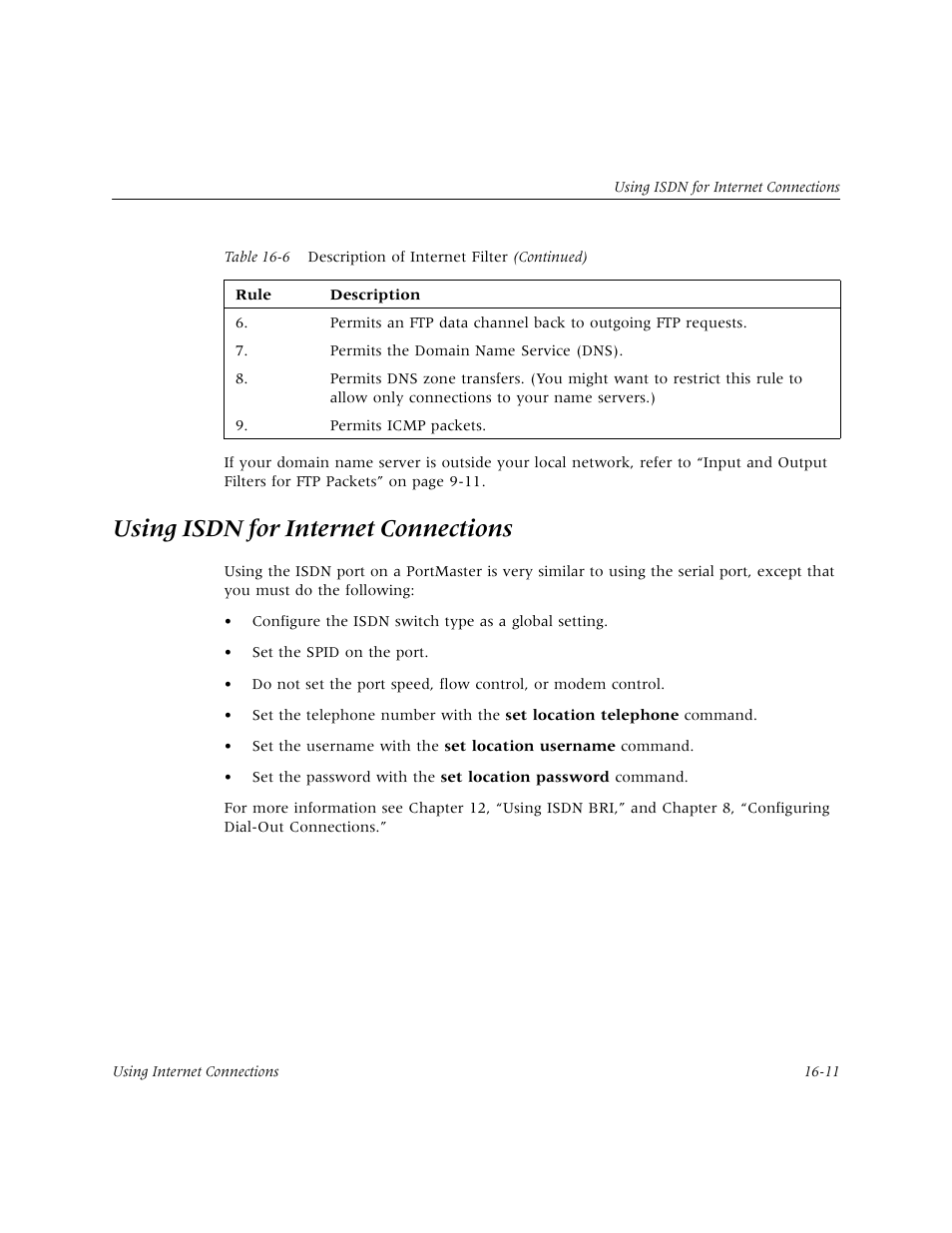 Using isdn for internet connections, Using isdn for internet connections -11 | Lucent Technologies PortMaster User Manual | Page 263 / 364