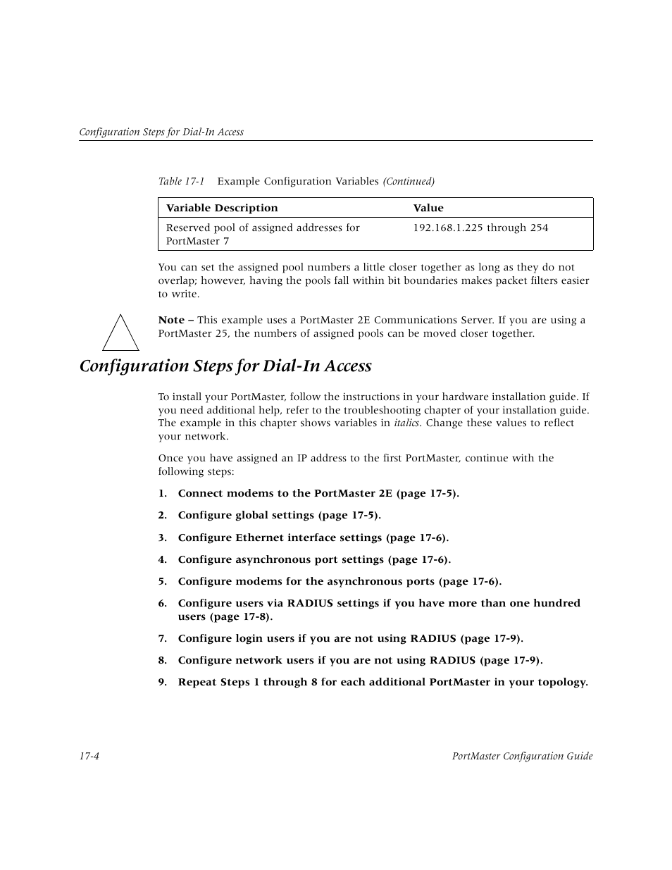 Configuration steps for dial-in access, Configuration steps for dial-in access -4 | Lucent Technologies PortMaster User Manual | Page 268 / 364