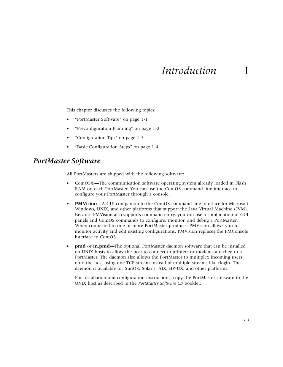 Introduction 1, Portmaster software, Introduction | Lucent Technologies PortMaster User Manual | Page 27 / 364