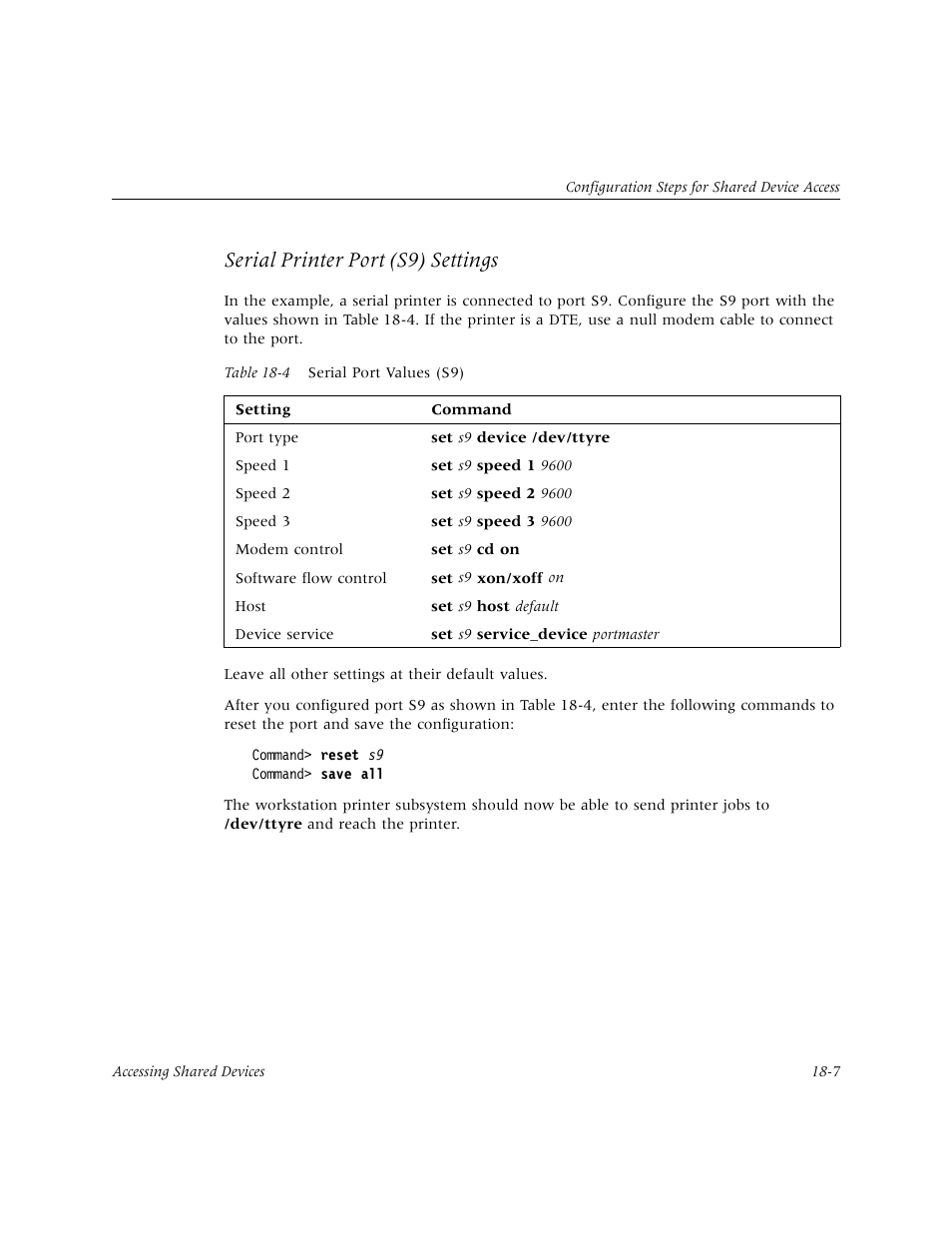 Serial printer port (s9) settings | Lucent Technologies PortMaster User Manual | Page 283 / 364