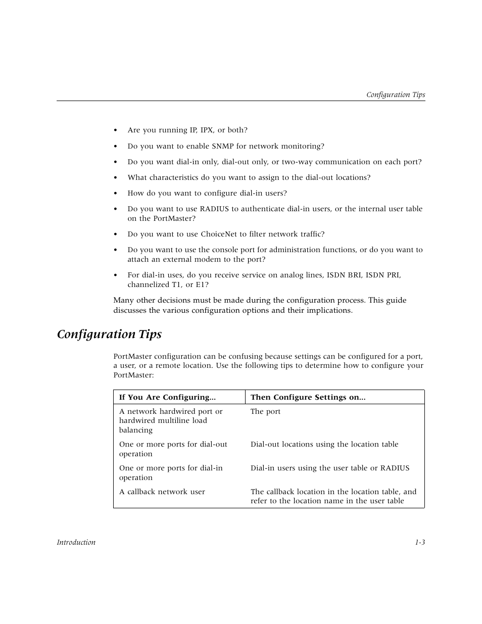 Configuration tips | Lucent Technologies PortMaster User Manual | Page 29 / 364