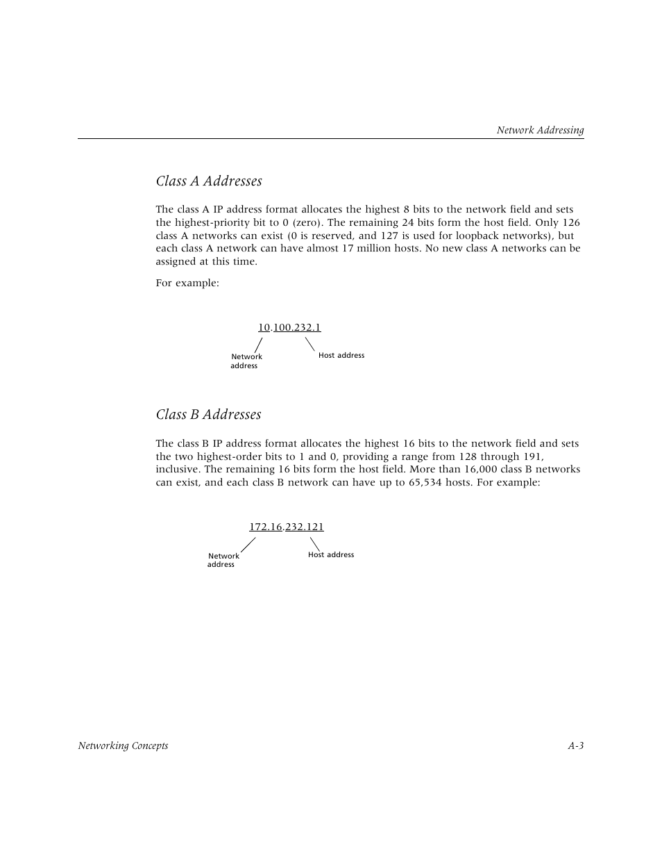 Class a addresses, Class b addresses | Lucent Technologies PortMaster User Manual | Page 299 / 364