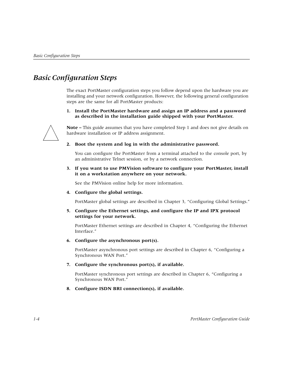 Basic configuration steps, Basic configuration steps -4 | Lucent Technologies PortMaster User Manual | Page 30 / 364