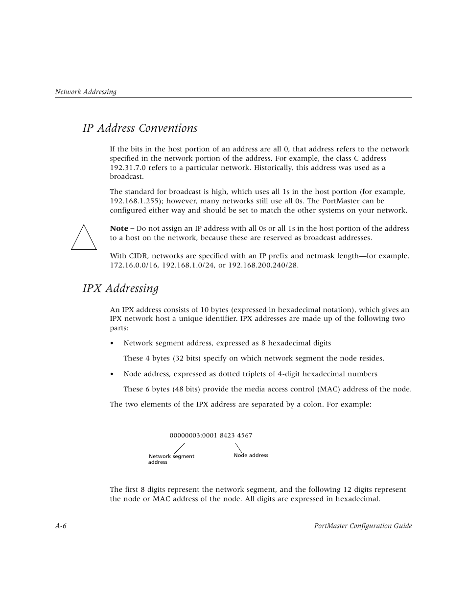Ip address conventions, Ipx addressing | Lucent Technologies PortMaster User Manual | Page 302 / 364