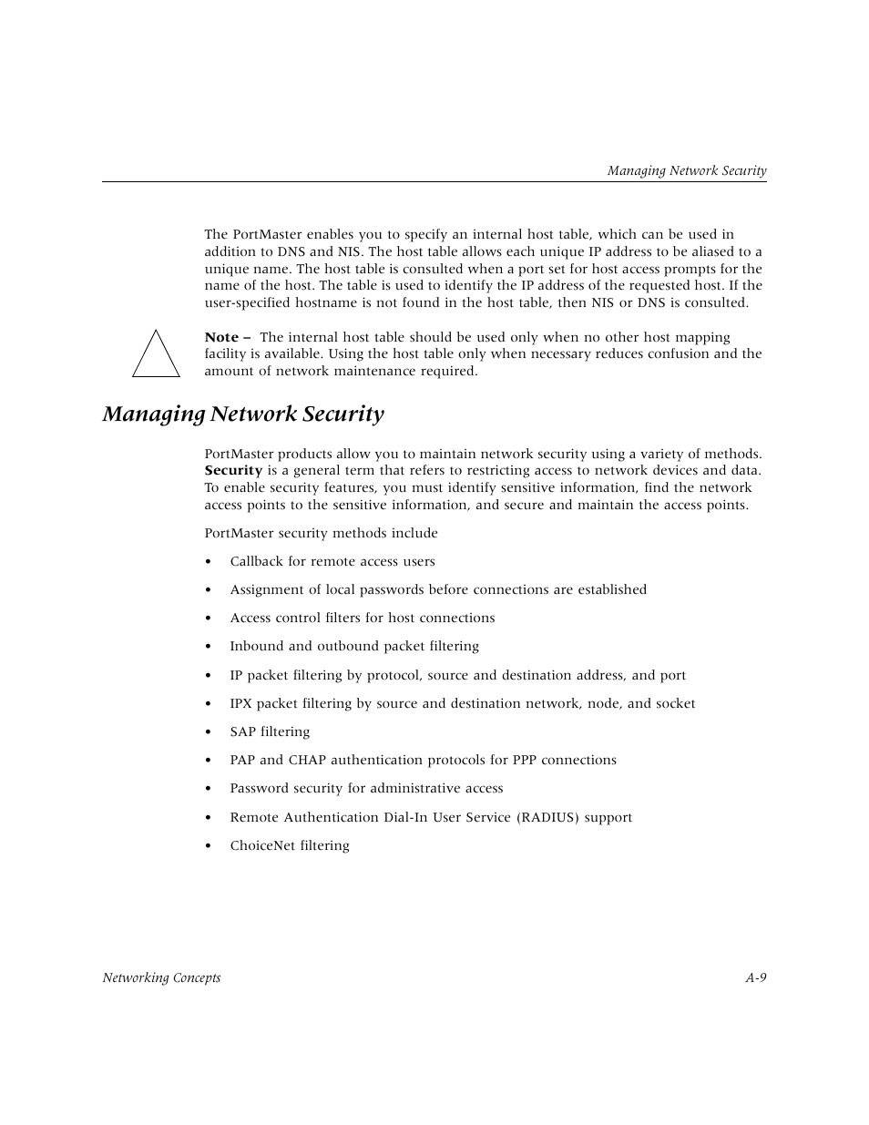 Managing network security | Lucent Technologies PortMaster User Manual | Page 305 / 364