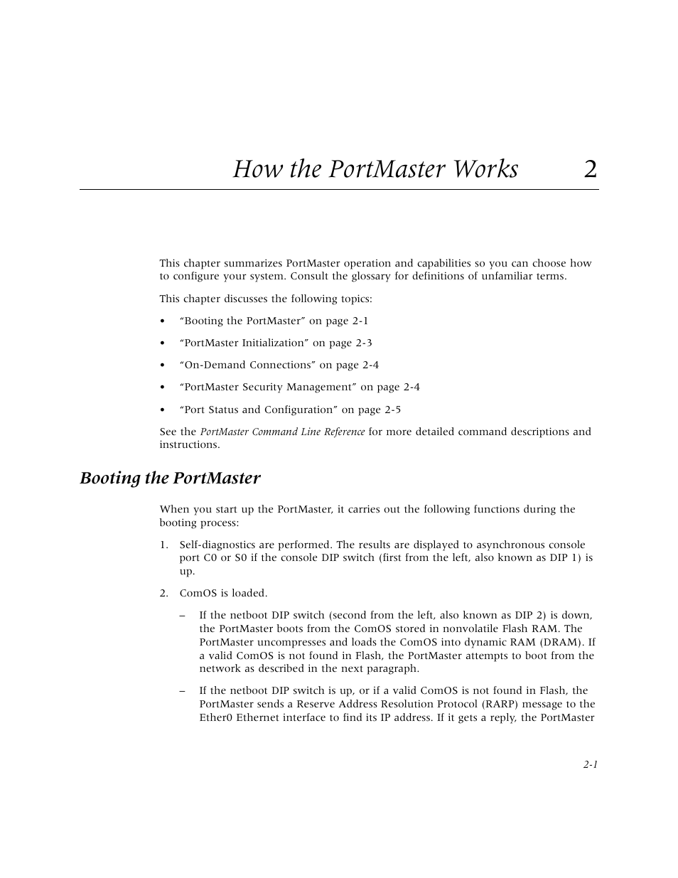 How the portmaster works 2, Booting the portmaster, How the portmaster works | Lucent Technologies PortMaster User Manual | Page 33 / 364