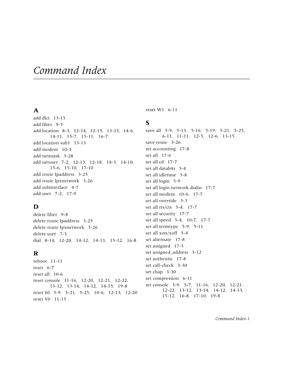 Command index | Lucent Technologies PortMaster User Manual | Page 347 / 364