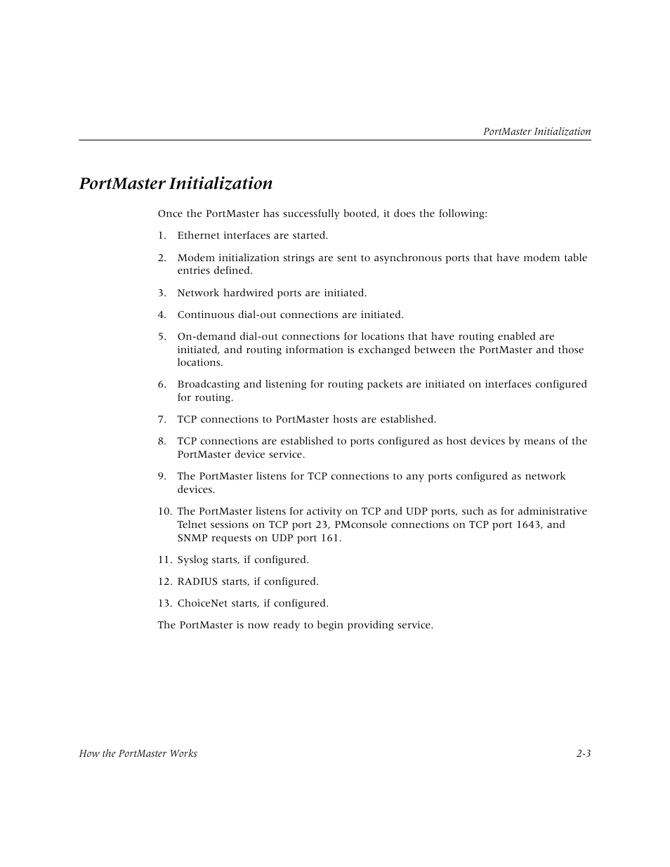 Portmaster initialization | Lucent Technologies PortMaster User Manual | Page 35 / 364
