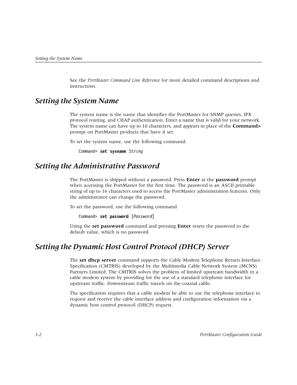 Setting the system name, Setting the administrative password | Lucent Technologies PortMaster User Manual | Page 40 / 364