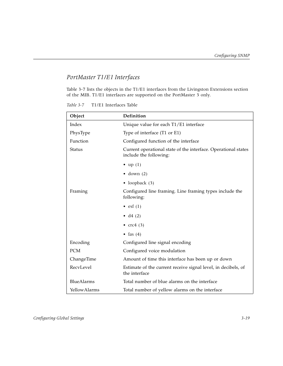 Portmaster t1/e1 interfaces | Lucent Technologies PortMaster User Manual | Page 57 / 364