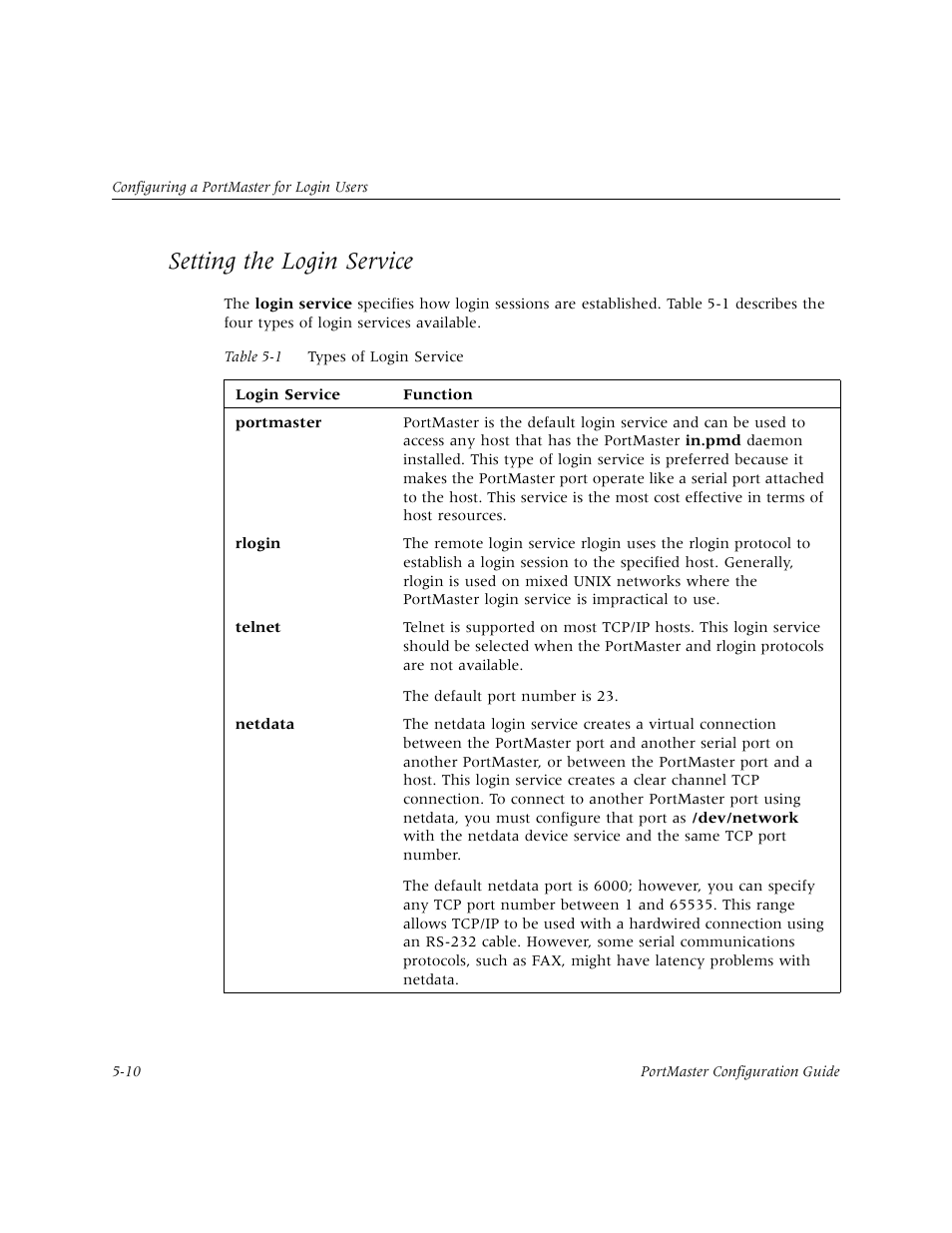 Setting the login service, Setting the login service -10 | Lucent Technologies PortMaster User Manual | Page 86 / 364