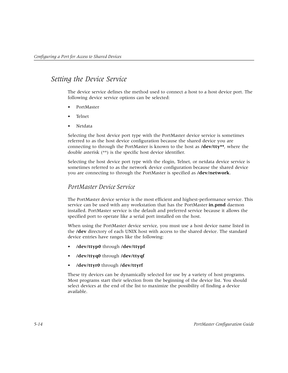 Setting the device service, Setting the device service -14, Portmaster device service | Lucent Technologies PortMaster User Manual | Page 90 / 364
