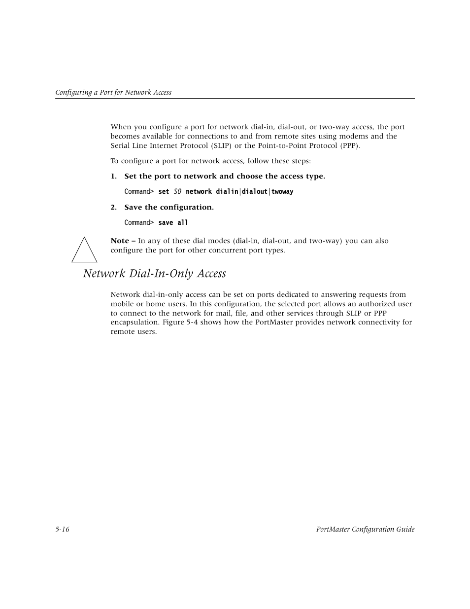 Network dial-in-only access, Setting a password | Lucent Technologies PortMaster User Manual | Page 92 / 364