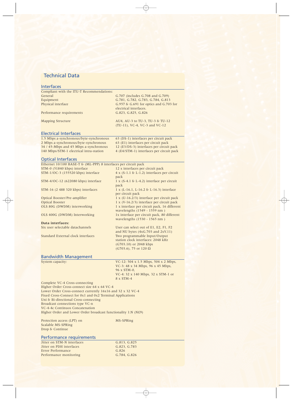 Technical data | Lucent Technologies Multiplexer and Transport System ADM 16/1 User Manual | Page 6 / 8