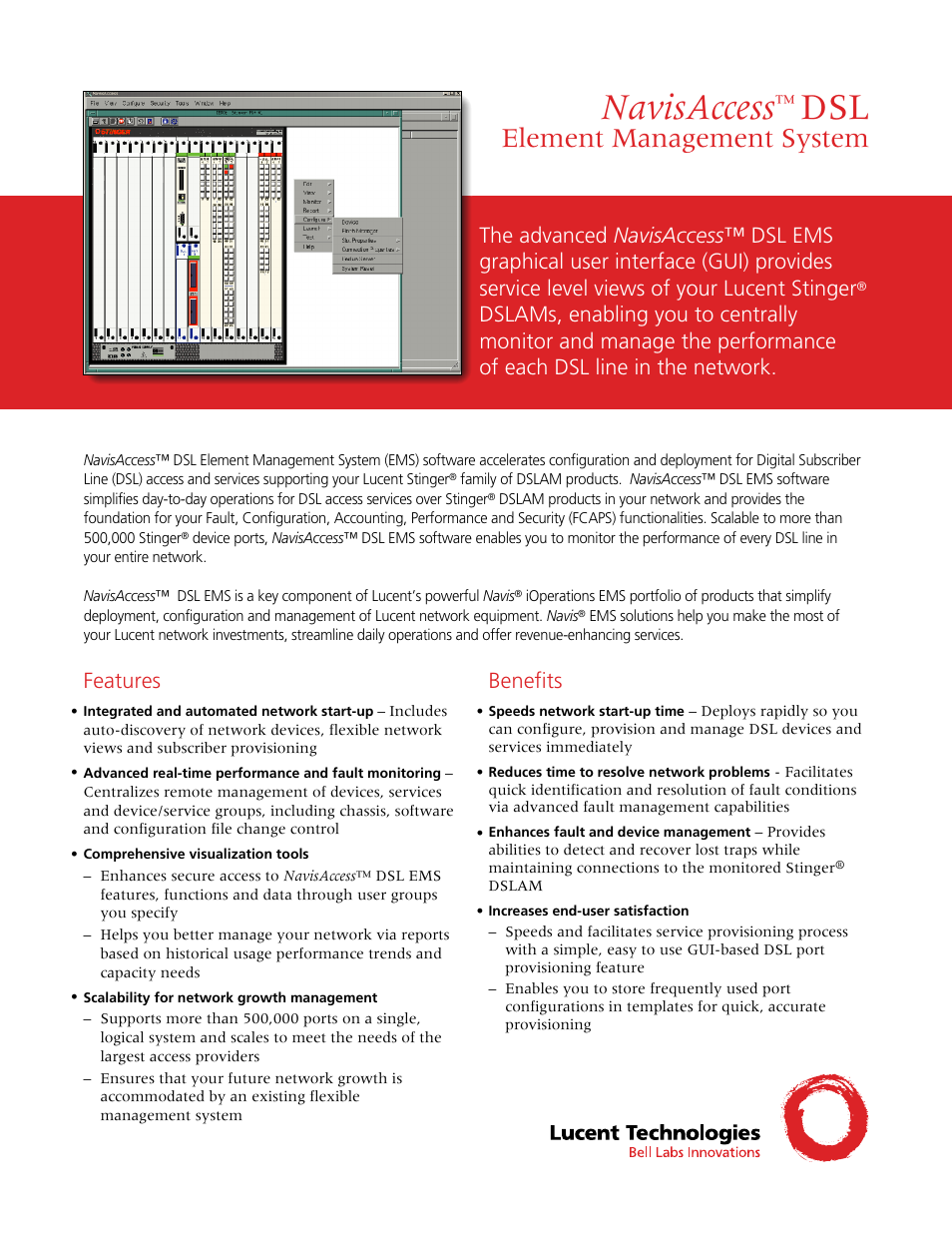 Lucent Technologies DSL Element Management System NavisAccess User Manual | 4 pages