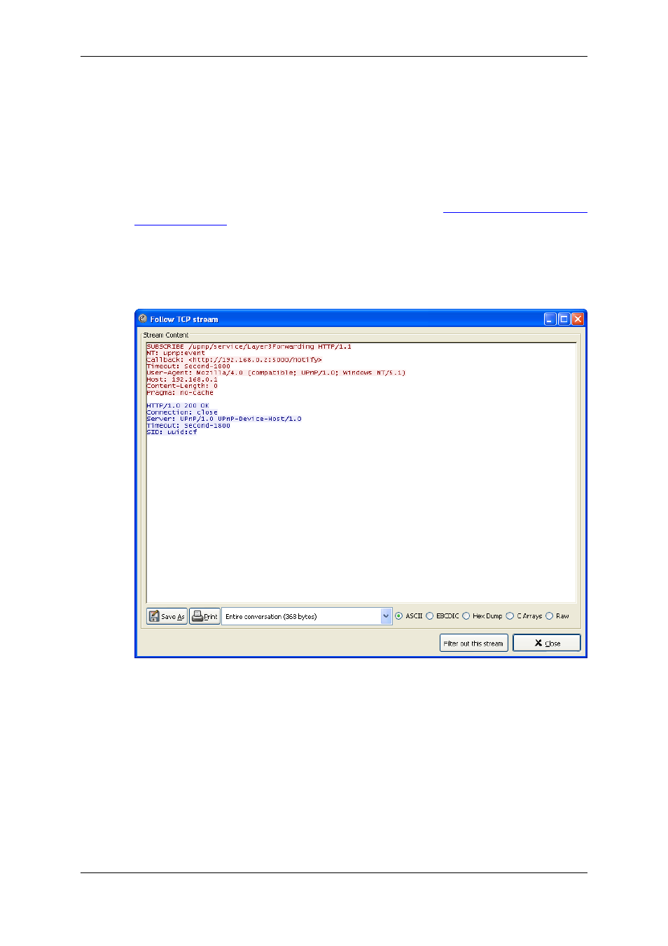 Following tcp streams, The "follow tcp stream" dialog box, Section 7.2, “following tcp streams | Lucent Technologies Ethereal User Manual | Page 135 / 199